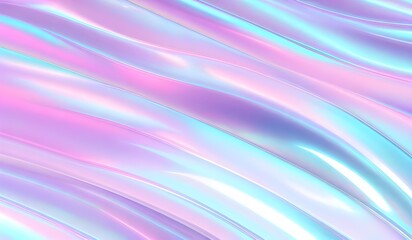 Canvas Print - Holographic neon waves colorful pastel abstract background