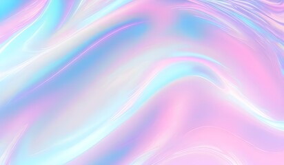 Canvas Print - Holographic neon waves colorful pastel abstract background