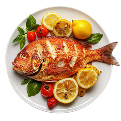 Grilled Fish and Lemon Plate