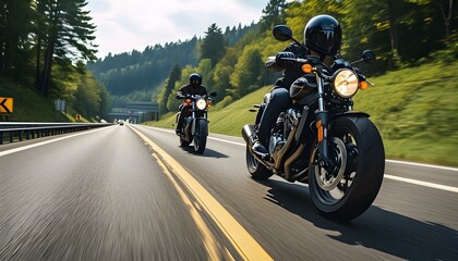 Thrilling motorcycle adventure on the open highway