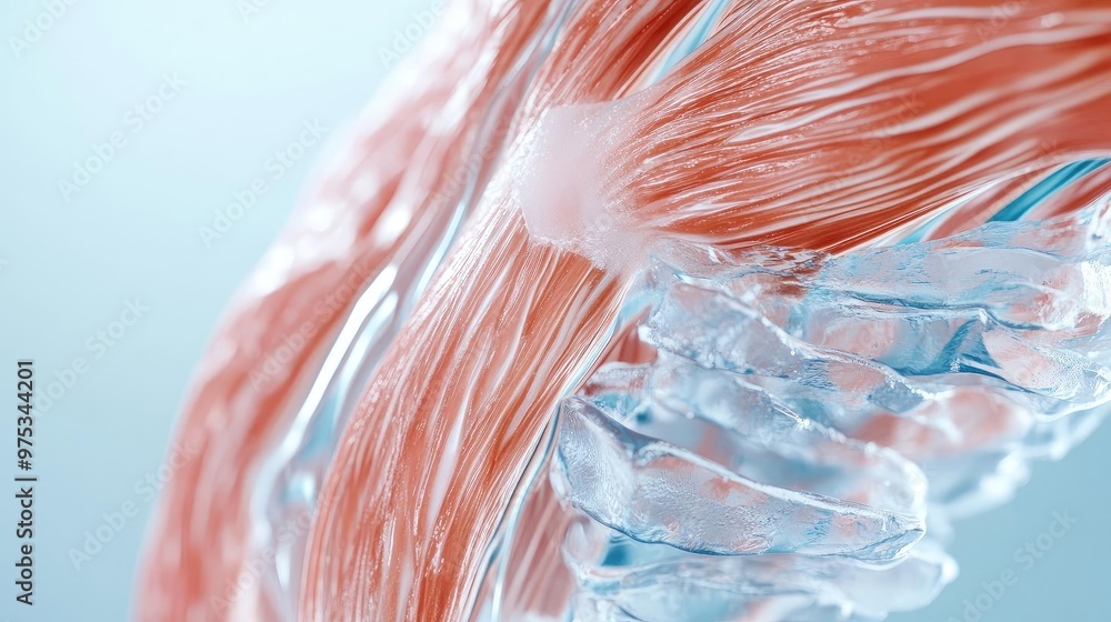 Detailed anatomical rendering of muscle fibers, showcasing structure ...