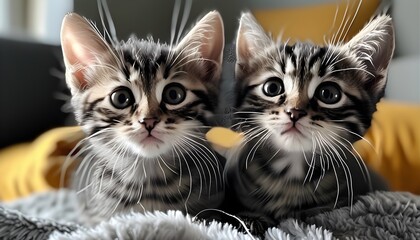 Adorable feline friends playing joyfully in a sunlit room