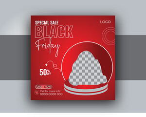 Wall Mural - Black Friday social media post design, Black Friday sale banner design template.