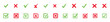 © Rajob - check mark icon button set. check box icon with right and wrong buttons and yes or no checkmark icons in green tick box and red cross vector.