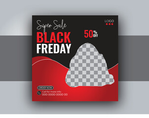 Wall Mural - Black Friday social media post design, Black Friday sale banner design template.