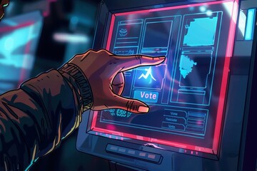 Wall Mural - a person is pointing at a screen that says vote