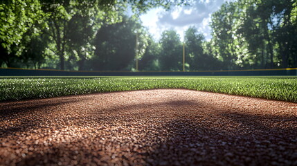 Baseball field at sunshrine, the middle of the field from the first person perspective