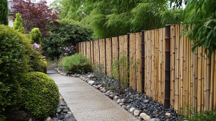 Fototapete - Stylish Bamboo Fences for Backyard Privacy
