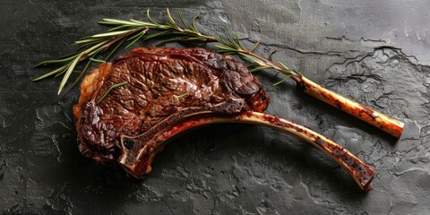 Canvas Print - Bone-in Ribeye Steak Trimmed to Resemble a Tomahawk Cut