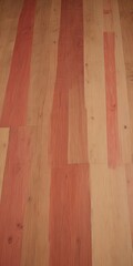 Wall Mural - A close-up view of a wooden floor with a pattern of alternating red and light brown planks.