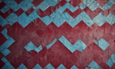 a close-up view of a pattern composed of overlapping red and blue squares, creating a visually striking and abstract design.