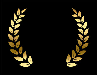 Wall Mural - gold laurel wreath, golden circular laurel olive branches greek wreath vector illustration, a winner