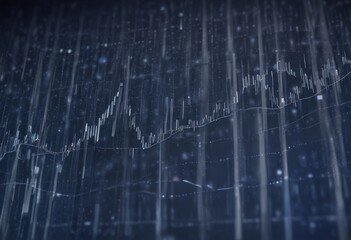 Wall Mural - a close-up view of a financial chart with a series of white lines and bars representing stock prices or financial data.