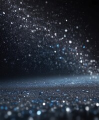 Wall Mural - a dark, starry night sky filled with numerous small, white and blue dots, resembling a glittering, sparkling surface. The dots are scattered across the frame, creating a sense