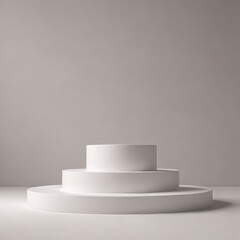 Sticker - A white pedestal with three tiers stands against a light gray background.