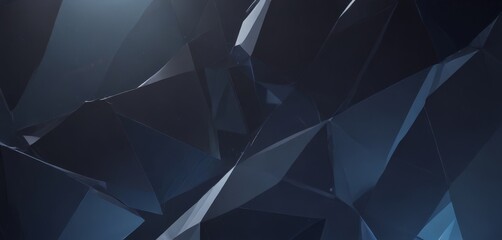 Canvas Print - a dark blue abstract background composed of numerous triangular shapes, creating a sense of depth and complexity.