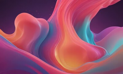 Poster - The image is a vibrant abstract composition featuring fluid, swirling shapes in a range of pink, orange, blue, and purple hues, creating a dynamic and visually striking effect.