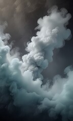 Sticker - a dramatic scene of white smoke billowing upwards, creating an ethereal and ominous atmosphere. The smoke, appearing to be in a dark gray hue, contrasts sharply with the