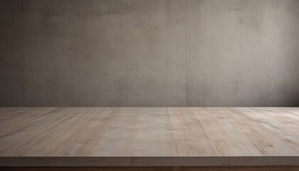 Canvas Print - A wooden platform with a concrete wall backdrop.