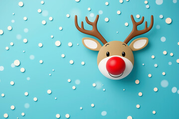 Red-Nosed Reindeer and Snowy Background