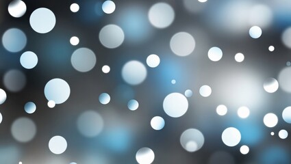 Abstract bokeh-style background with overlapping circular light spots in white and blue, varying sizes and translucency, dark-to-light grey gradient, soft dreamy effect, generative AI