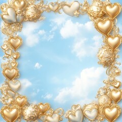 Sticker - Golden Hearts Sky Frame.