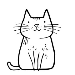 Wall Mural - a simple cartoon doodle of a cat, generative ai