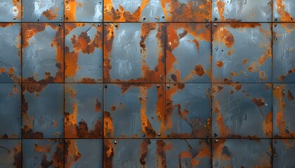 Wall Mural - Textured metal surfaces and rust create an abstract industrial pattern rich in detail and visual intrigue