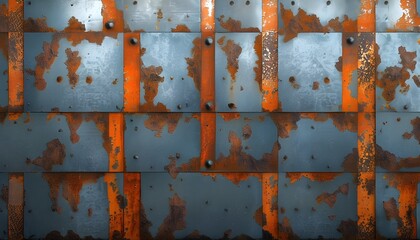 Wall Mural - Textured metal surfaces and rust create an abstract industrial pattern rich in detail and visual intrigue