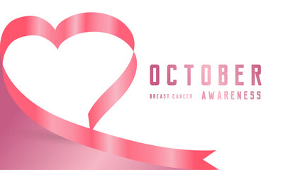 Breast cancer pink october ribbon awareness. Pink Ribbon. October is Cancer Awareness Month banner design, vector illustration