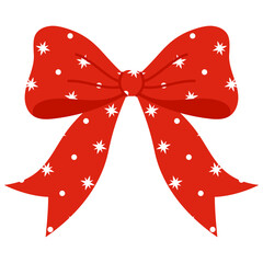 red bow with star pattern for christmas illustration