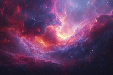 Wall Mural - breathtaking view of a distant planet with swirling storms and vibrant colors set against the backdrop of a starfilled galaxy cosmic dust and nebulae create a dreamy atmosphere