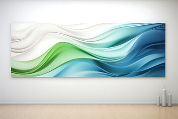 Abstract waves in soothing colors create a modern aesthetic.