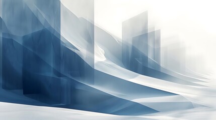 Wall Mural - A serene abstract landscape with translucent geometric shapes.