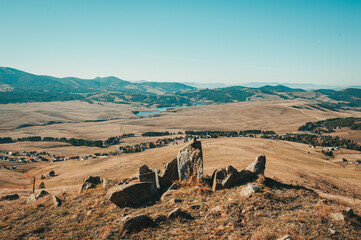 Scenic view of the rural landscape of Zlatibor, Serbia on a sunny day
