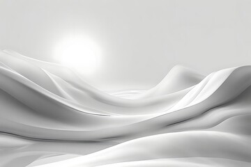 Wall Mural - A serene landscape of smooth, white hills under a soft sun.