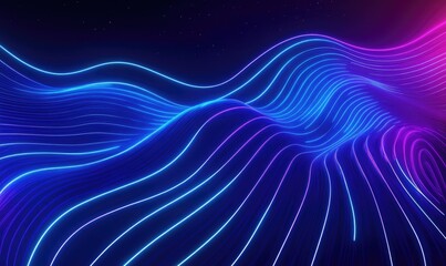 abstract illustration featuring a blue modern neon light background