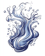 line art illustration featuring an abstract water design element in a cartoon style