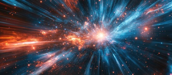 Wall Mural - dynamic zoom blur representing time travel and light speed exploration through the universe featurin