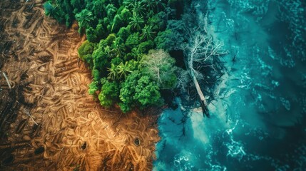 The Global Impact of Deforestation on Climate, Biodiversity, and the Environment. Concept Deforestation, Climate Change, Biodiversity Loss, Environmental Degradation, Global Impact.