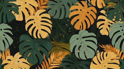 Poster - a boho monstera plant pattern, Generative AI