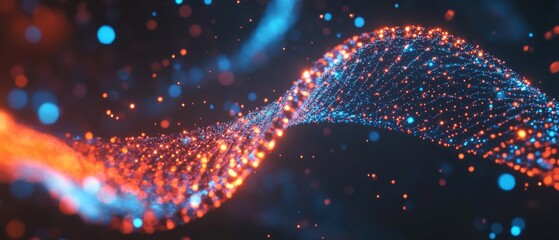 Wall Mural - digital representation of dna helix with data points, illustrating bioinformatics and genetic data a