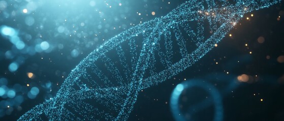 Wall Mural - digital representation of dna helix with data points, illustrating bioinformatics and genetic data a