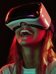 Canvas Print - Woman using VR headset