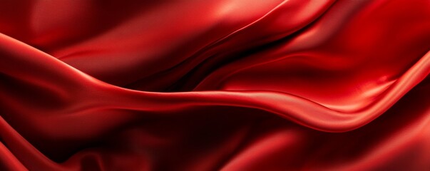 Red silk fabric with flowing folds, abstract elegance. Luxury texture and design concept