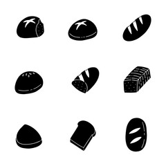 Wall Mural - Bread solid icon collection. glyph hand drawn style. isolated illustration