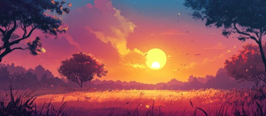 Dreamlike sunset scene