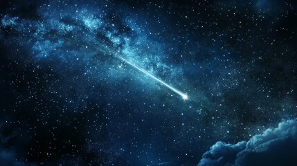 Wall Mural - shooting star streaking across a starry sky, making a wish on the universe.