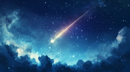 Wall Mural - shooting star streaking across a starry sky, making a wish on the universe