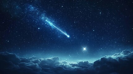 Wall Mural - shooting star streaking across a starry sky, making a wish on the universe